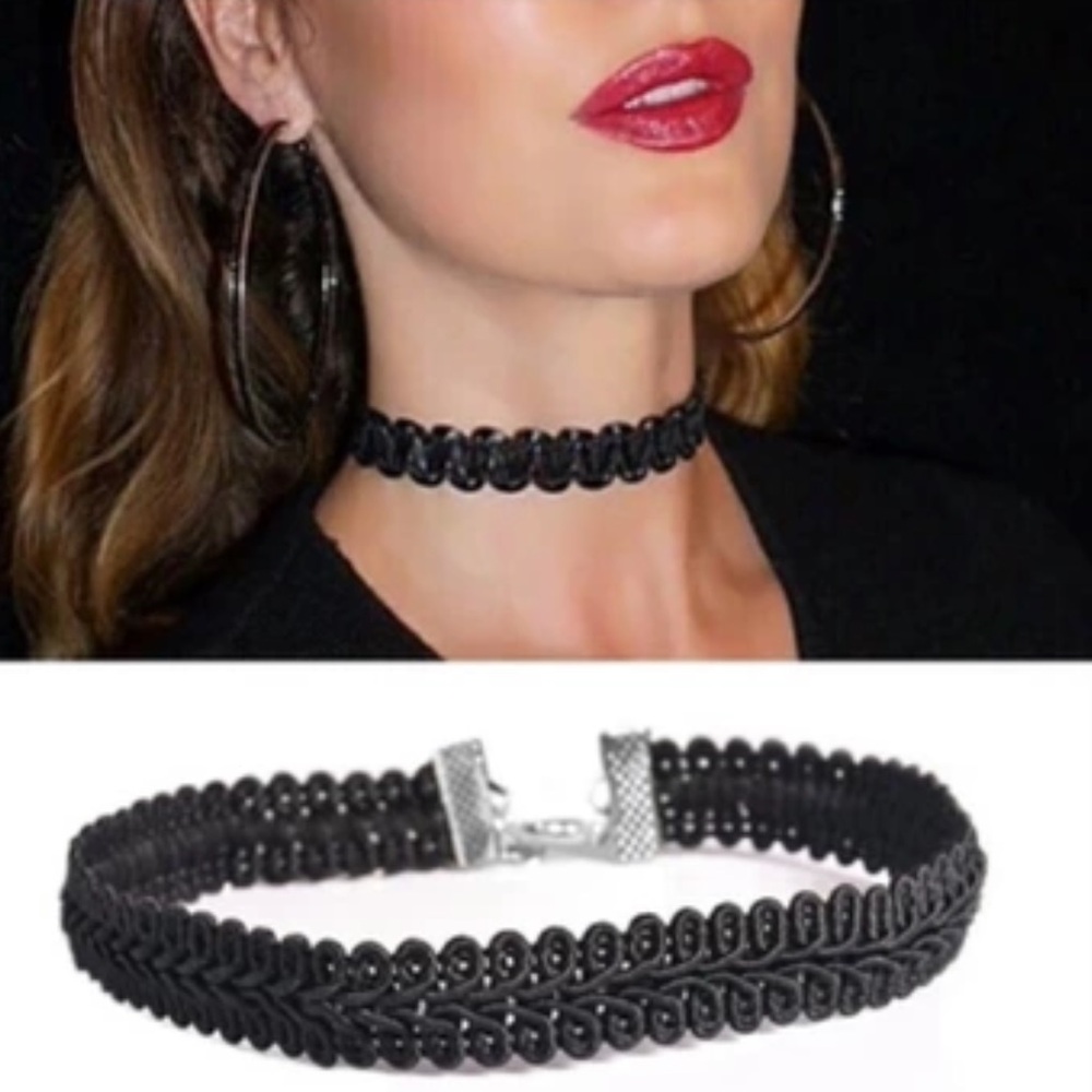 Bohemia fashion Black Lace Wave Choker  necklace.